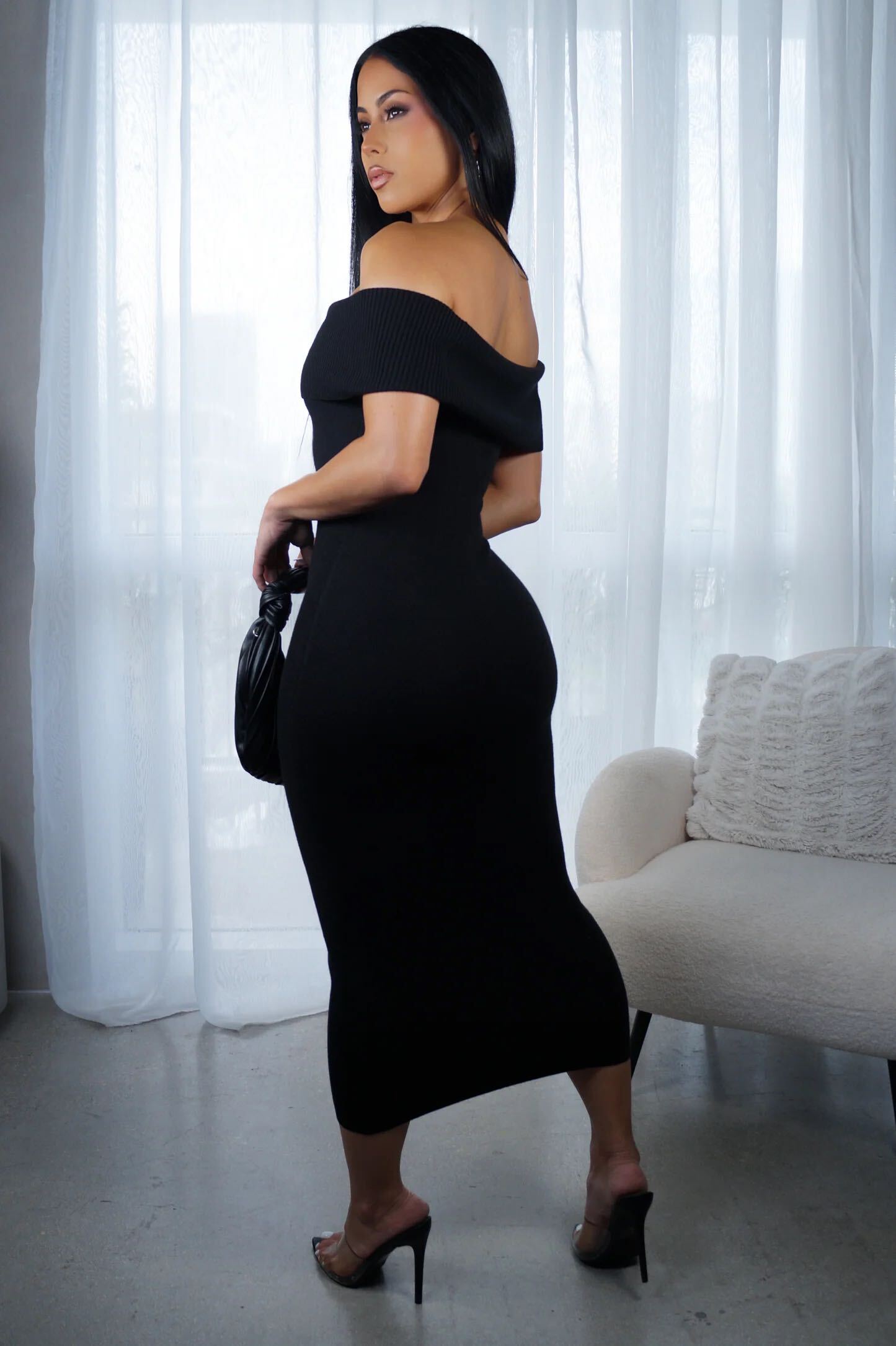The Noir Elegance Midi Dress - Image 2